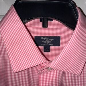 J.Crew Dress Shirt Thompson Shirtings Pink Gingham 80s Cotton Men’s Medium